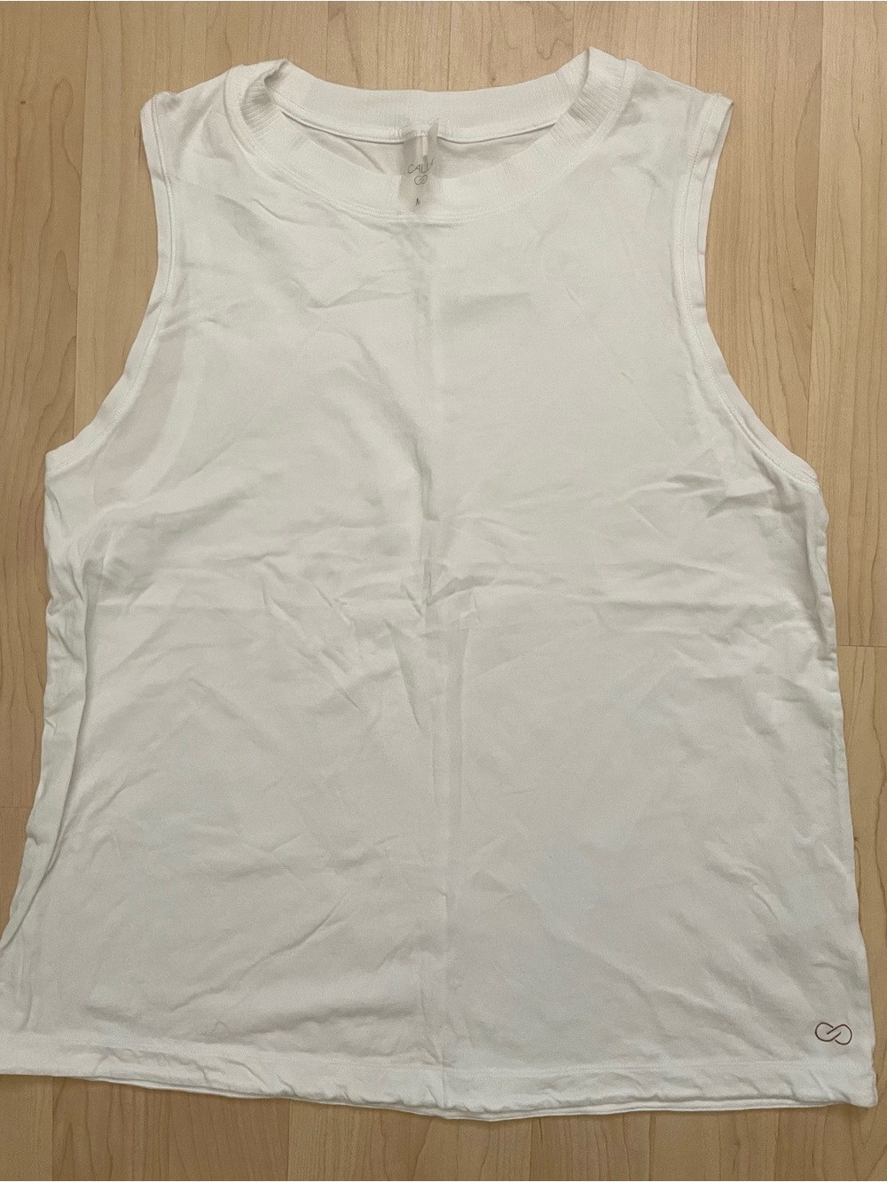 Calla Athleisure White Sleeveless Cotton Stretch Tank Top Size M